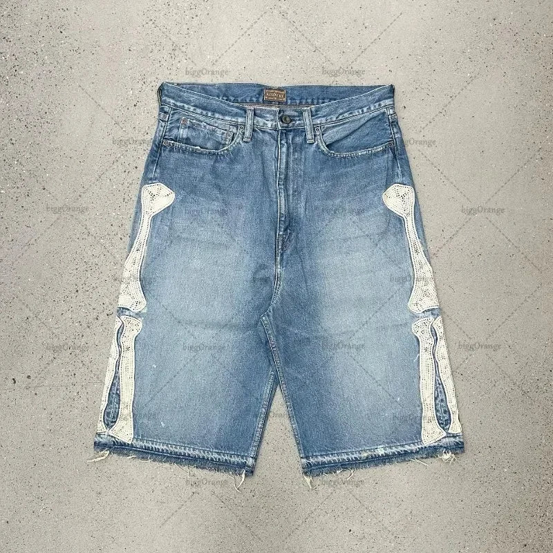 STORESDE Embroidered Shorts Y2K Streetwear Man Woman Clothing Harajuku Hip Hop Baggy Denim Gym Shorts Gothic Summer Basketball Shorts