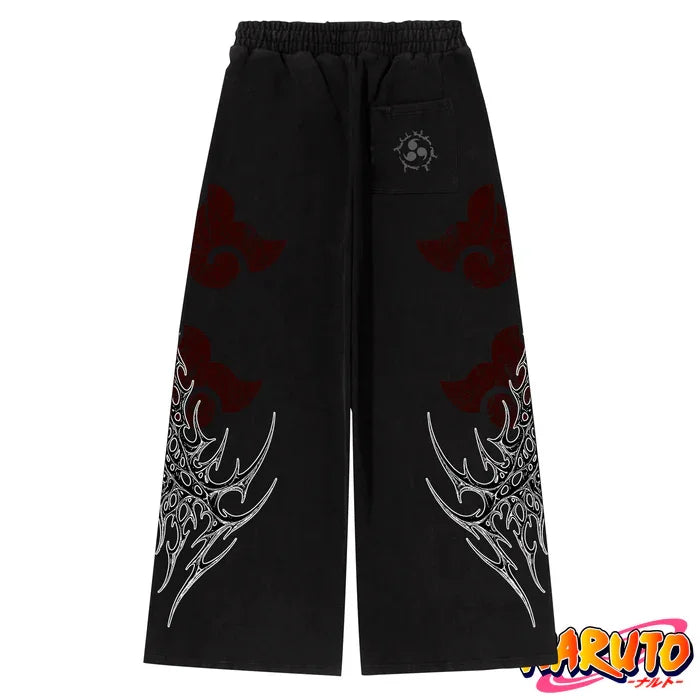STORESDE Anime Cloud Print Wide Leg Pants Men Women Streetwear Harajuku Loose Trousers with Wing Pattern Elastic Waist Casual Bottoms