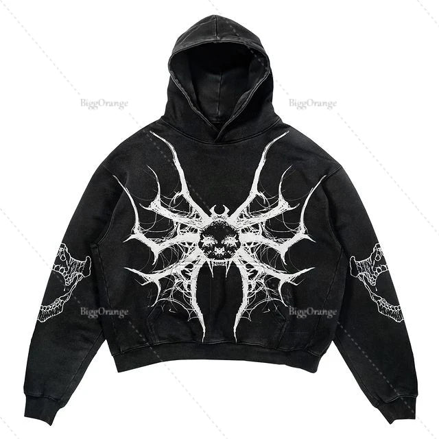 STORESDE Punk Wind Ninja Printed Long-sleeved Hoodies Couples Hip-hop Street Y2k Street Loose Fashion Oversized Hoodies Harajuku Goth Top
