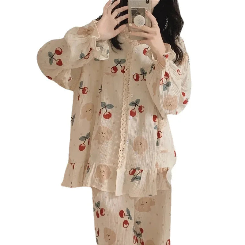 STORESDE 2026 Princess Style Women's Plus Size Student Nightwear Ladies Sweet Breathable Crew Neck Sleepwear Loungewear