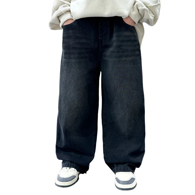 STORESDE Boys' pants Spring and Autumn New style Children's straight leg jeans Medium and large Kids' loose casual pants