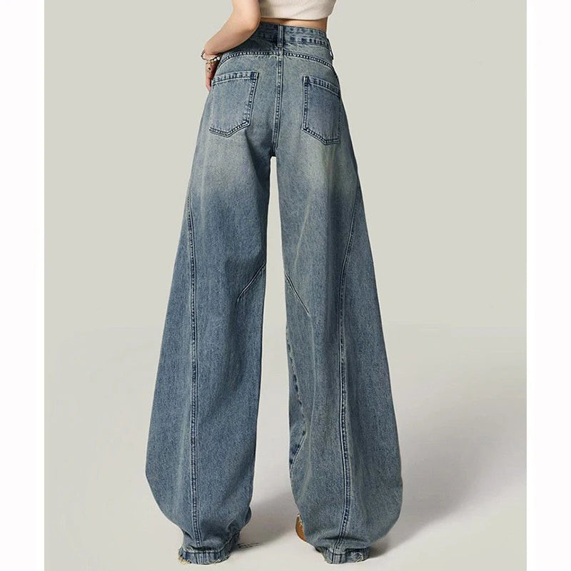 STORESDE Hot Sale Girls Leisure Daily Jeans Women Ins Fashion High Waist Straight Leg Pants Female Chic Ripped Loose Denim Trousers