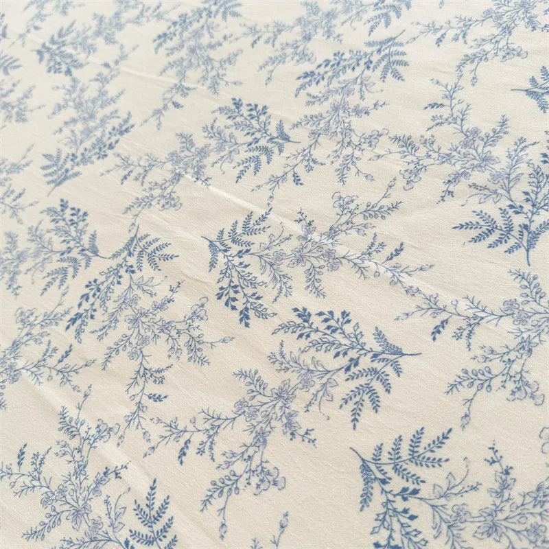 STORESDE 1pc Floral Fitted Bed Sheet Flower Printed Washed Cotton Bed Sheet with Elastic Single/Queen/King Size Bed Fitted Sheets