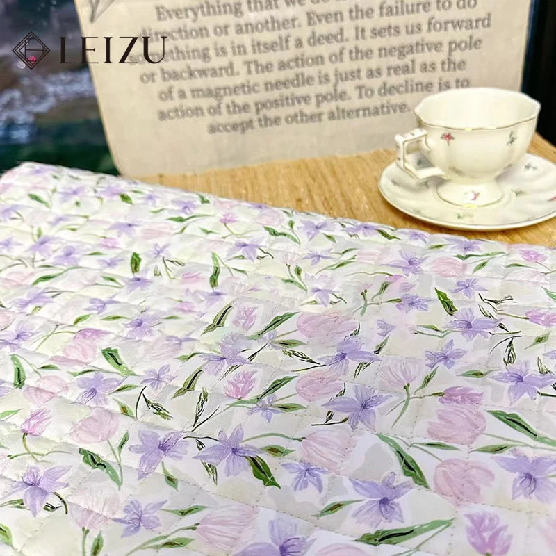 STORESDE 140x90cm Clip Cotton Quilted Fabric Fresh Floral Print for Warm Jacket Bag Cotton Coat Bedding Pillow Handmade DIY Sewing Fabric