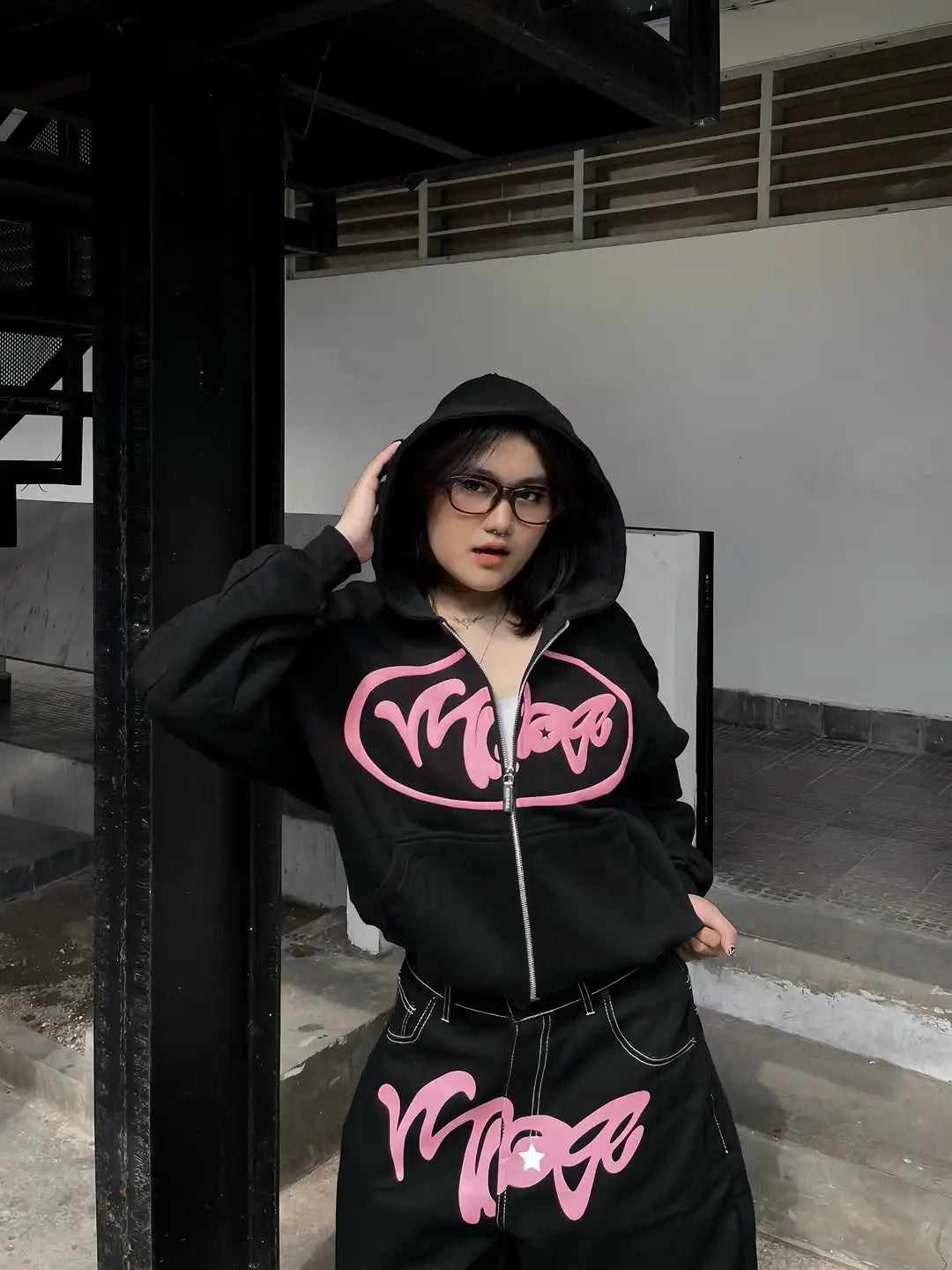 STORESDE Men's and Women's American Trend Street Personality Sports Set Loose Casual Style Cool Zip Up Sportswear Set New Clothing