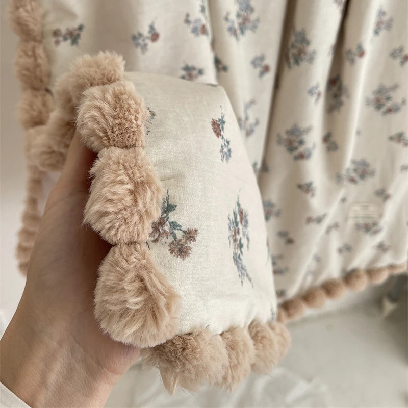 STORESDE 90X130cm Warm Winter Baby Blanket Pompom Blush Sprigs and Blooms Minky Blanket Floral Baby Blanket Quilt Bedding Cover