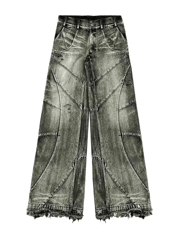 STORESDE Vintage Y2k Streetwear Punk Hip Hop Jeans Women Pants Grunge Baggy Ripped Denim Trousers Gothic Distressed Wide Leg Jeans Goth