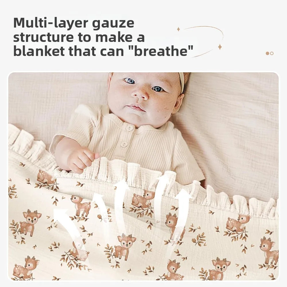 STORESDE Ruffle Baby Blanket Cotton Swaddle Newborn Wrap Flower Muslin Receive Blankets Stroller Cover