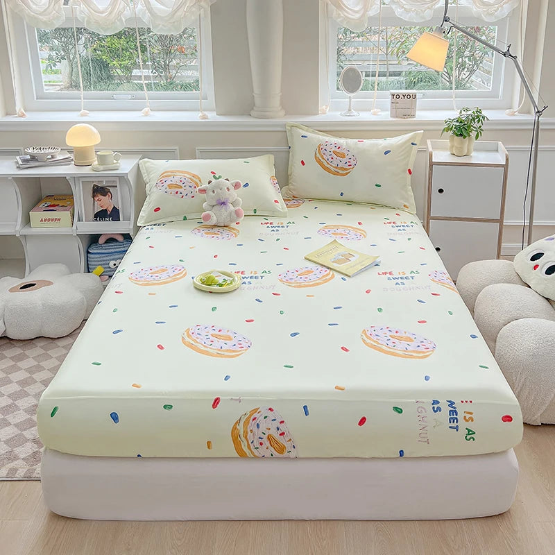 STORESDE One printed single-piece bed hat (without pillowcase) mattress cover full cover dust-proof anti-slip bed cover for all seasons
