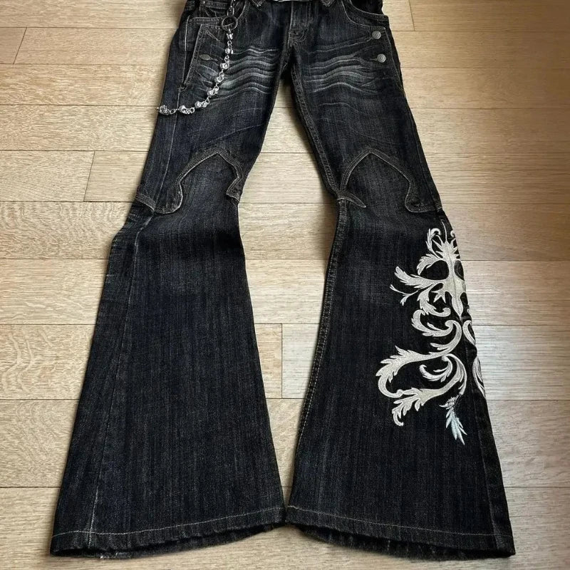STORESDE Y2K Micro La Retro Wide Jeans 2006 Leg Pants New High Waist Harajuku Loose Embroidered Women Jeans with Rock Punk Style