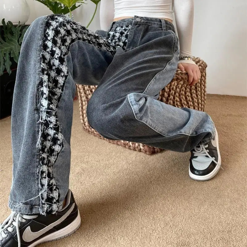STORESDE 2025 Autumn Women's Blue Y2k Baggy Jeans Harajuku Japanese 2000s Style Denim Trousers American Vintage Jean Pants Trashy Clothes