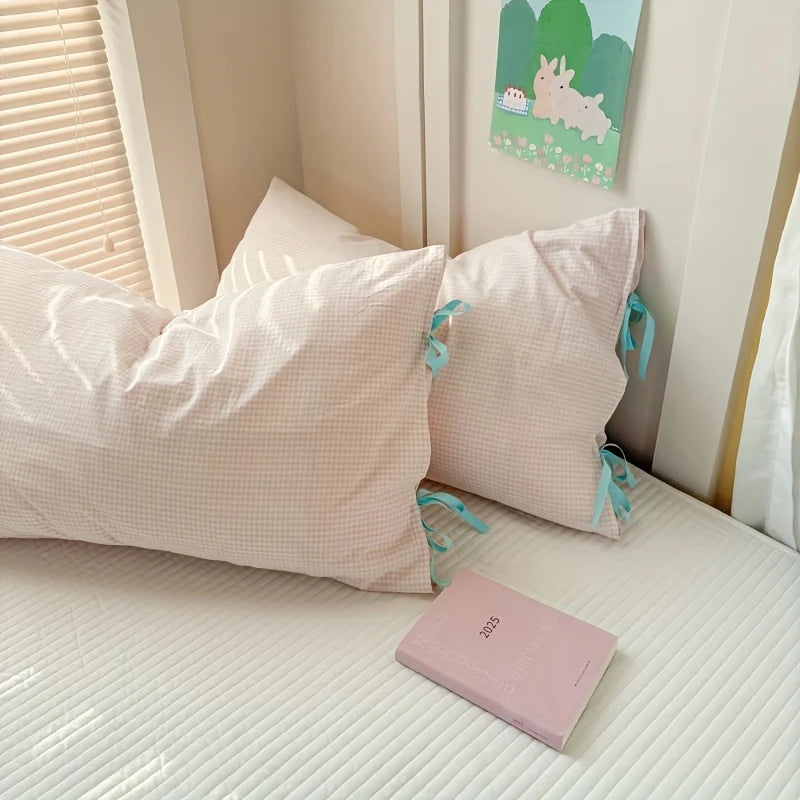 STORESDE 48x74cm Bow Pillow Cover Solid Color Soft Comfortable Covers Cotton Pillow Cover Cute Pillow Sham for Beds Home Decoration Gifts