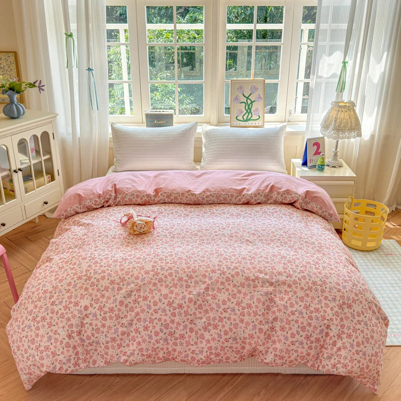 STORESDE Floral Printed Duvet Cover 1Piece- 100% Cotton Luxury Bedding, Pre-Washed for Softness, for Bedroom Decor - Zipper Closure