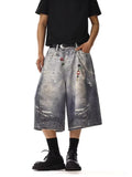 STORESDE 2025 New Men's Retro Bear 3D Printed Denim Shorts Hip Hop Fashion Straight Wide-leg Jorts High Street Y2K Baggy Bermuda Jeans