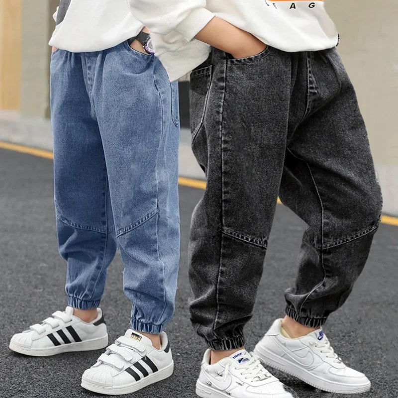 STORESDE Boys Denim Pants Elastic Waist Trousers Spring Autumn New Jeans Teenager Kids Boys Fashion Sports Casual Clothes 2-12 Years