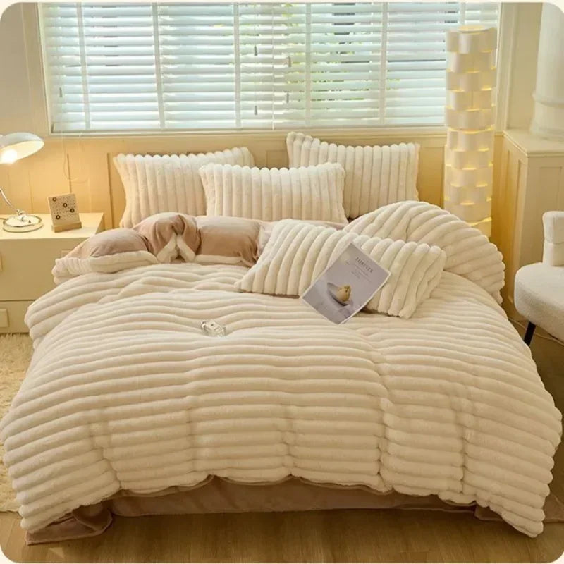 STORESDE 150x200cm Solid Color Plush Duvet Cover AB Style Double-sided Velvet Quilt Cover Winter Keep Warm Thickening Bedding Article