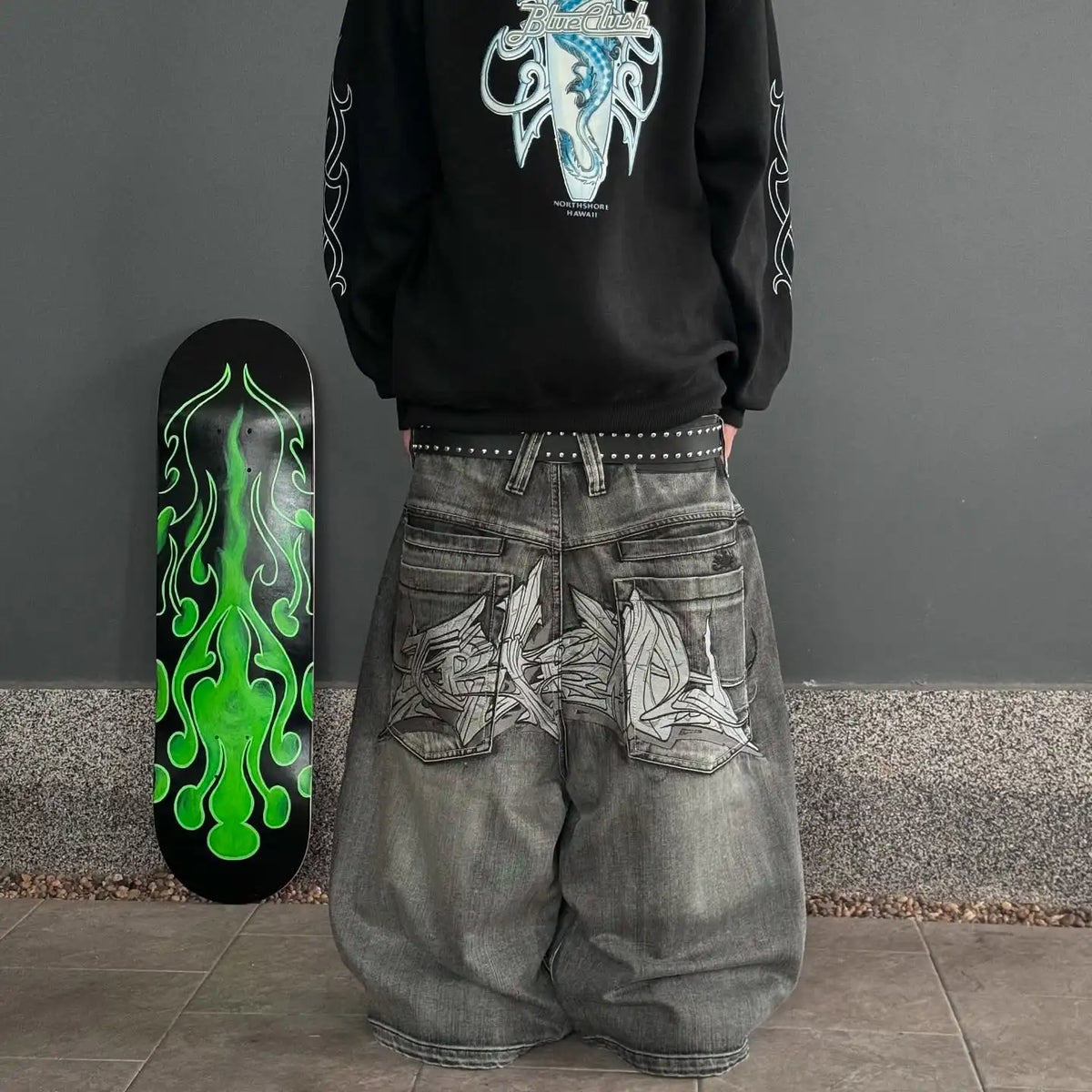 STORESDE Y2K American Jeans Mens Oversized Retro Hip-Hop Wide-Leg Pants Harajuku Trend Rock Women Straight Pants