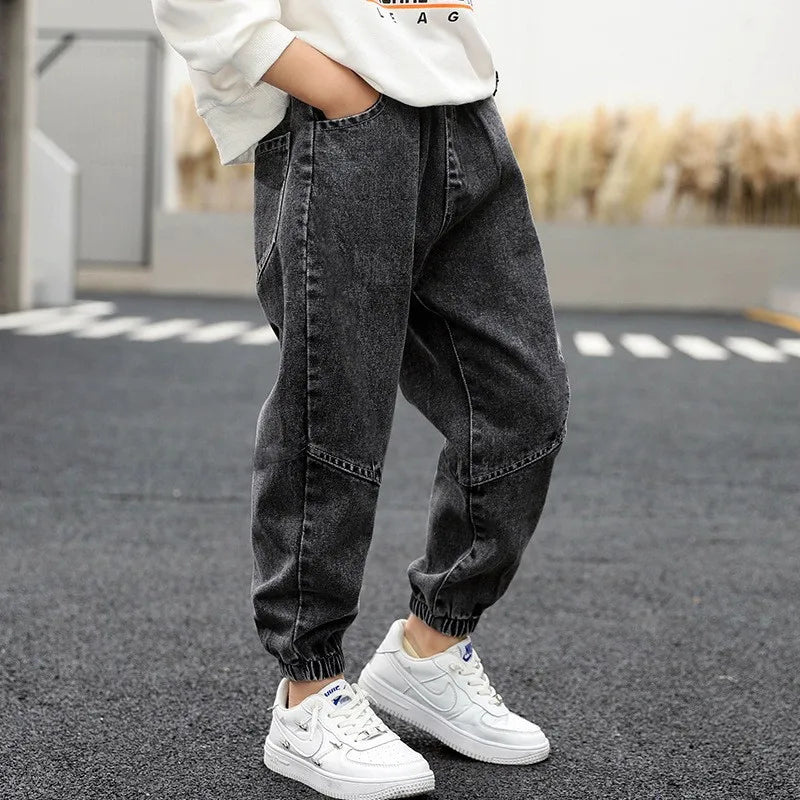 STORESDE Boys Denim Pants Elastic Waist Trousers Spring Autumn New Jeans Teenager Kids Boys Fashion Sports Casual Clothes 2-12 Years