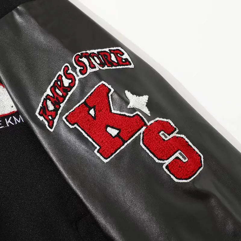 STORESDE American New Letter Flocking Baseball Uniform Jacket Y2K Retro Vintage Lovers Motorcycle Casual Jacket For Men And Women Coats
