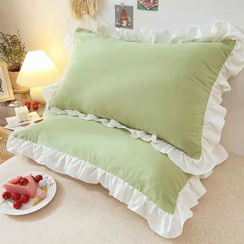 STORESDE Princess Pillowcases With Ruffles Multiple Sizes Pillow Cover Comfortable Pillow Case For Adults Kids