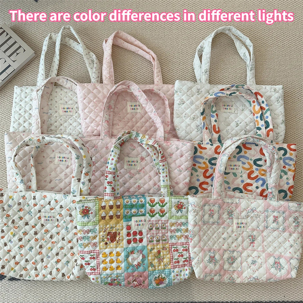 STORESDE Cartoon Print Women's Shoulder Bag Large Capacity Ladies Tote Handbags Soft Quilted Female Travel Shopping Bags Girls Book Bag