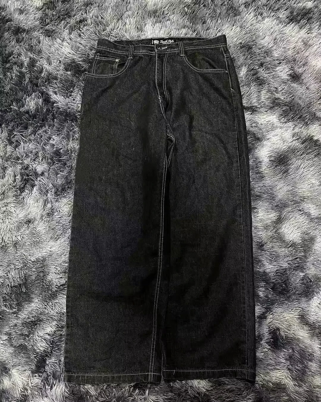 STORESDE American Street Trend Letter Embroidered Loose Jeans Men Harajuku Y2K New Hip Hop Oversized Wide-leg Pants Unisex Mopping Jeans