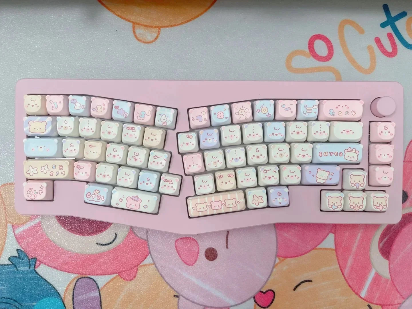 STORESDE Cat Keycaps Cute Keycap Set of Keys PBT Key Cap Gift EAO Sublimation Mechanical Keyboard Cap 2.25 U 2.75U for Alice