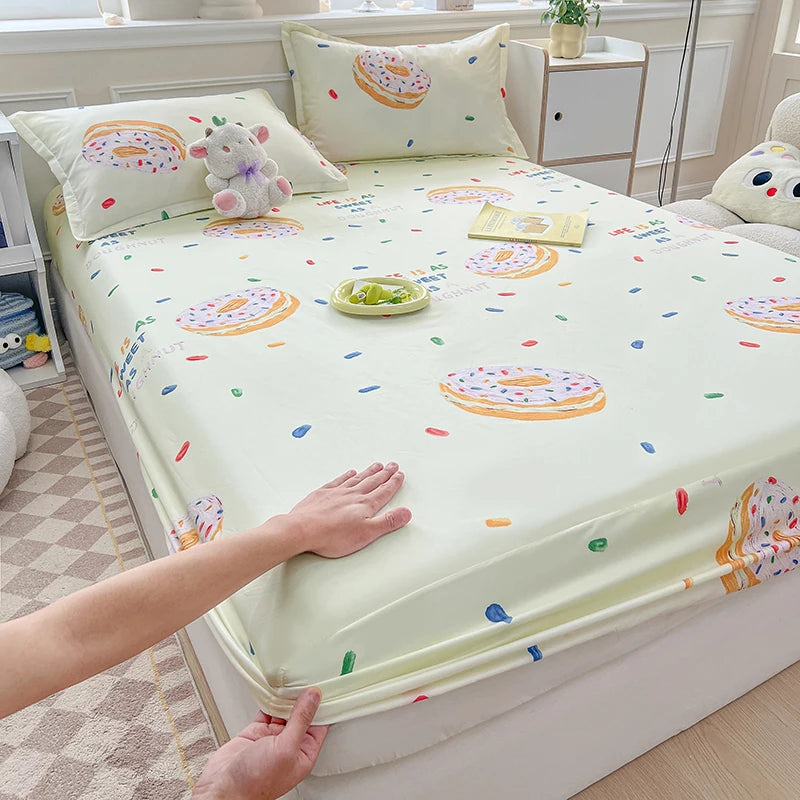 STORESDE One printed single-piece bed hat (without pillowcase) mattress cover full cover dust-proof anti-slip bed cover for all seasons
