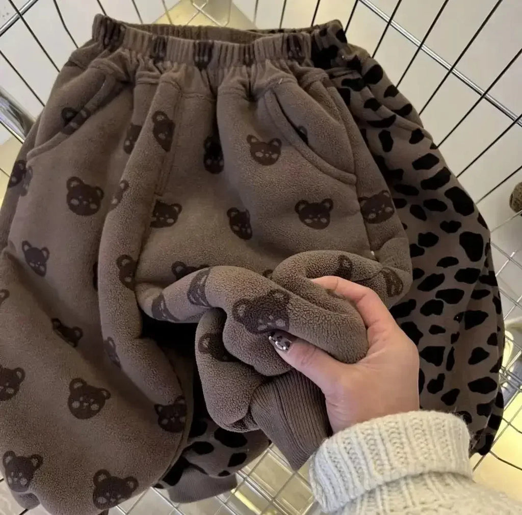STORESDE Baby Plush Pants Velvet Autumn Winter Boy's Thick Sweatpants Kids Girls Cartoon Trousers Children's Warm Pants Trend