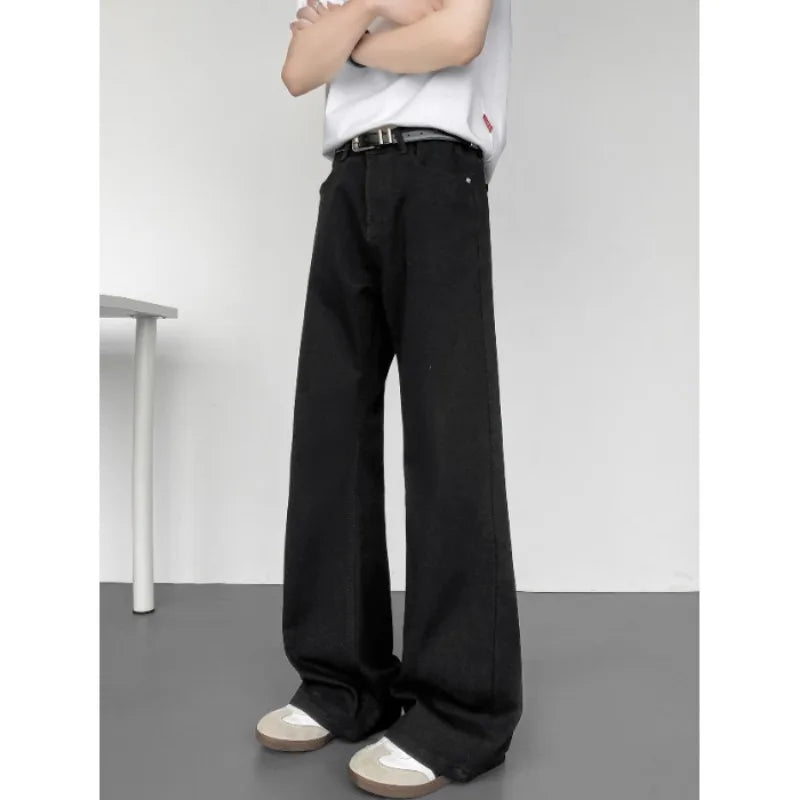 STORESDE New American Vintage Washed Distressed Men's Jeans Baggy Jeans Micro Flare Retro Streetwear Hip Hop Trousers
