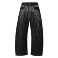 STORESDE Autumn Winter High Street Denim Pants Men's Retro Full Diamond Hot Stamping Hip-hop Loose Straight Leg Wide Leg Streetwear Jeans