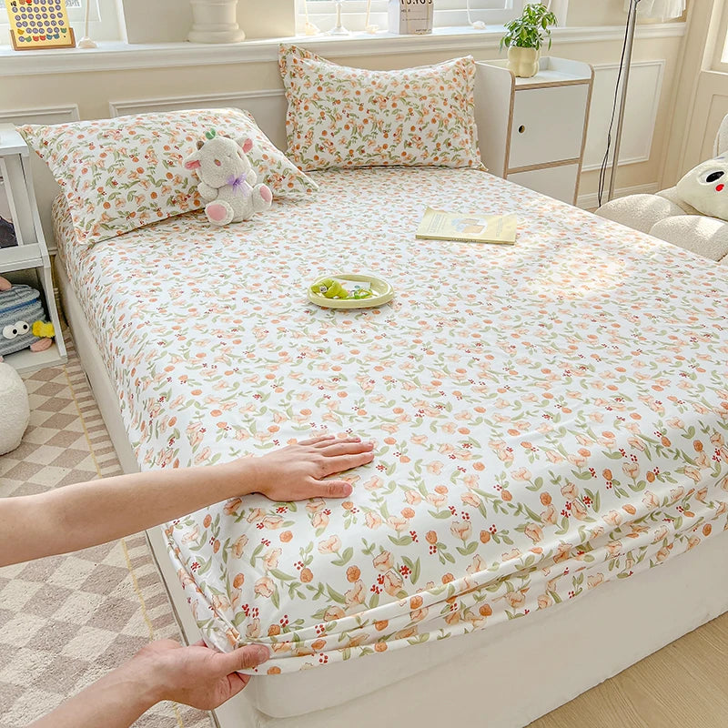 STORESDE One printed single-piece bed hat (without pillowcase) mattress cover full cover dust-proof anti-slip bed cover for all seasons