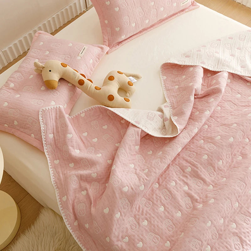 STORESDE Pure Cotton Three-layer Yarn Fabric Children Summer Blanket Spring Soft Skin Friendly Quilt Air Conditioner Comforter Adult Kid