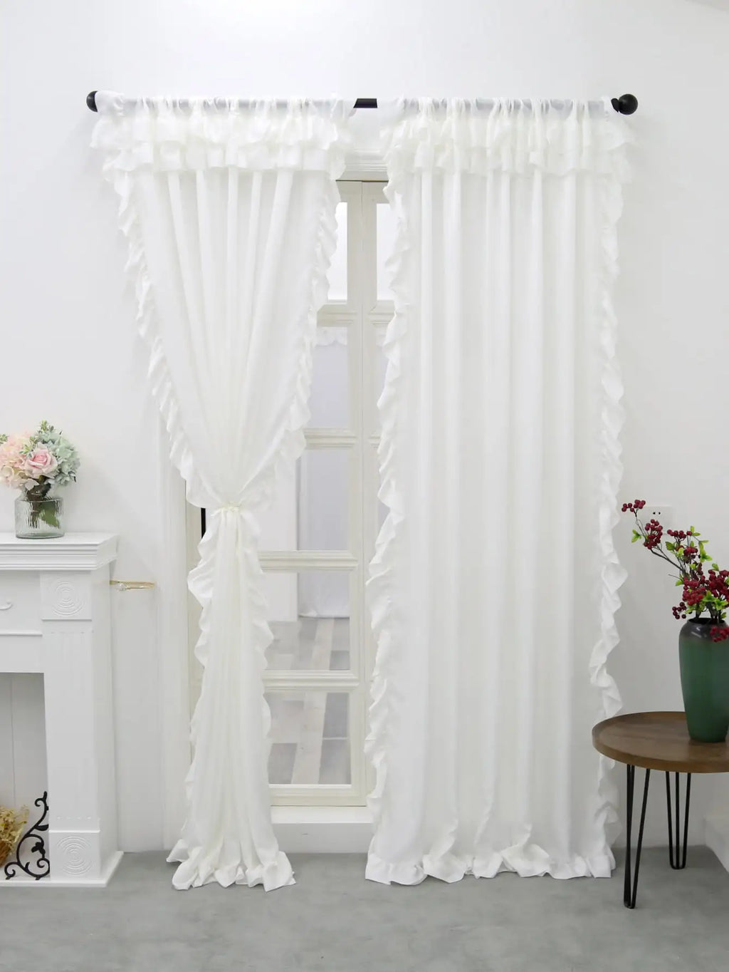 STORESDE White Smooth Velvet Double Hat Curtains, Decoration For Living Room And Bedroom Windows, White Curtains For Weddings, Gatherings