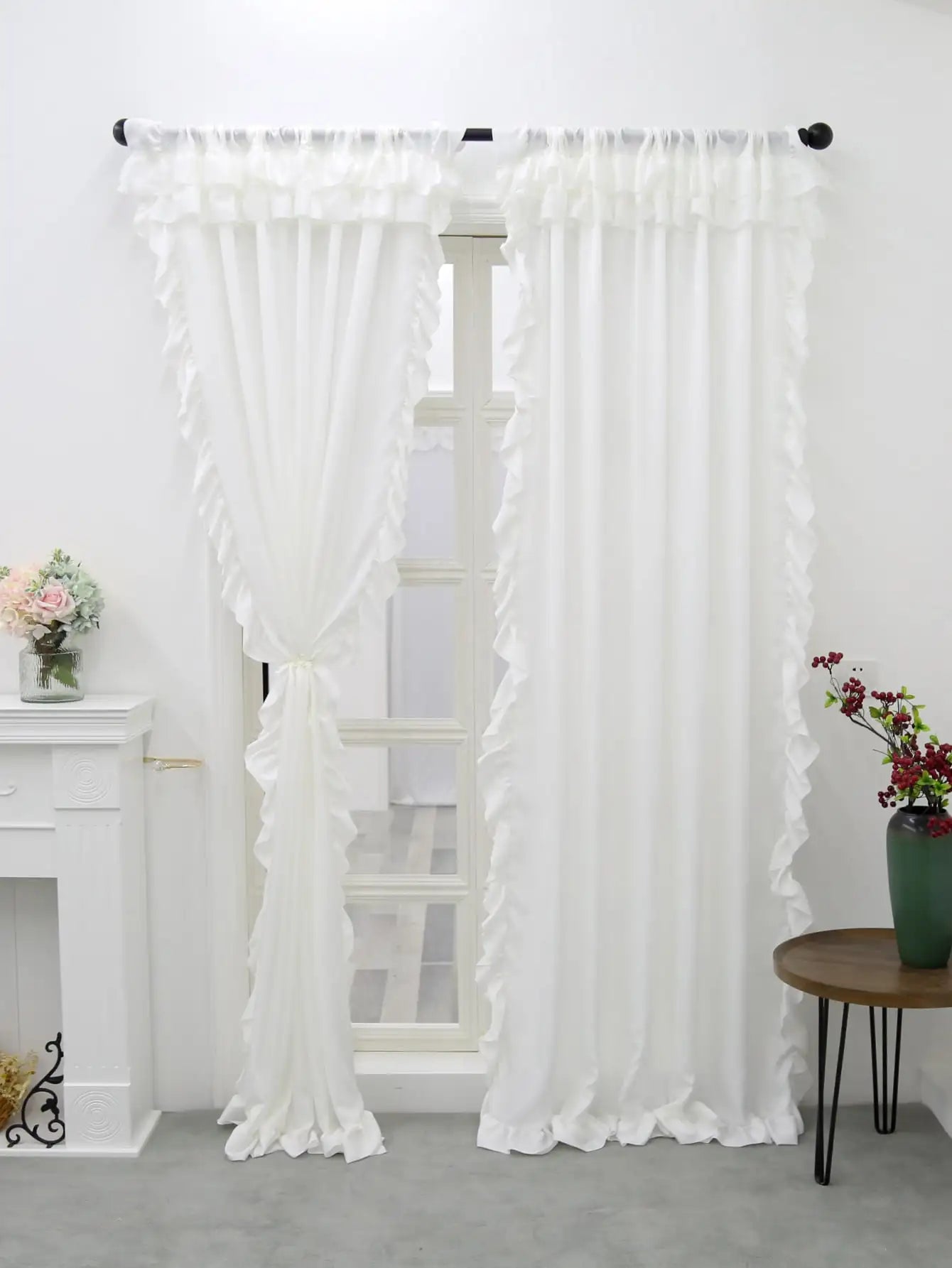 STORESDE White Smooth Velvet Double Hat Curtains, Decoration For Living Room And Bedroom Windows, White Curtains For Weddings, Gatherings