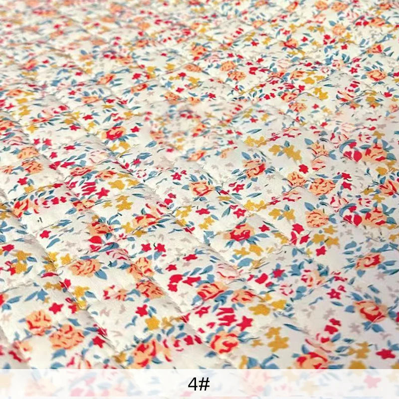 STORESDE 140x90cm Clip Cotton Quilted Fabric Fresh Floral Print for Warm Jacket Bag Cotton Coat Bedding Pillow Handmade DIY Sewing Fabric