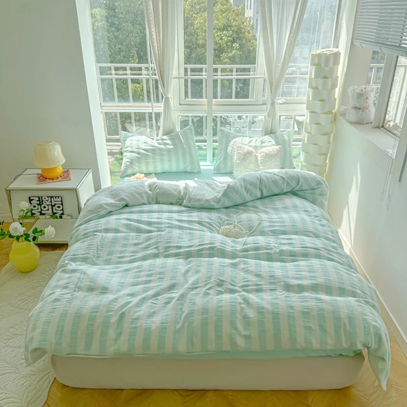 STORESDE Ins Bedding Set with Pillowcase bed sheet Single Full Size Bed Linen Duvet Cover Set Queen/King Double Comforter Cover