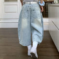 STORESDE 2025 Summer Sexy Vintage Style Harajuku Blue Jeans Women's Y2K Punk Street Baggy Denim Trouser Casual Mop Calf Length Pants
