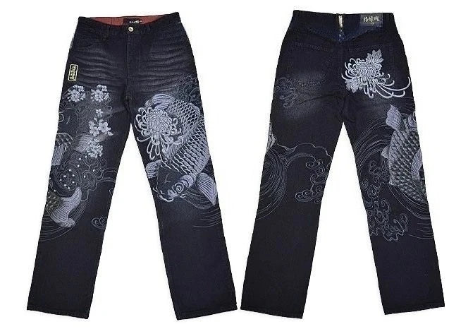 STORESDE Japanese Retro Selvedge Jeans Man Y2K High-end Brand Natural Indigo Dip Dyeing Harajuku Mopping Pants