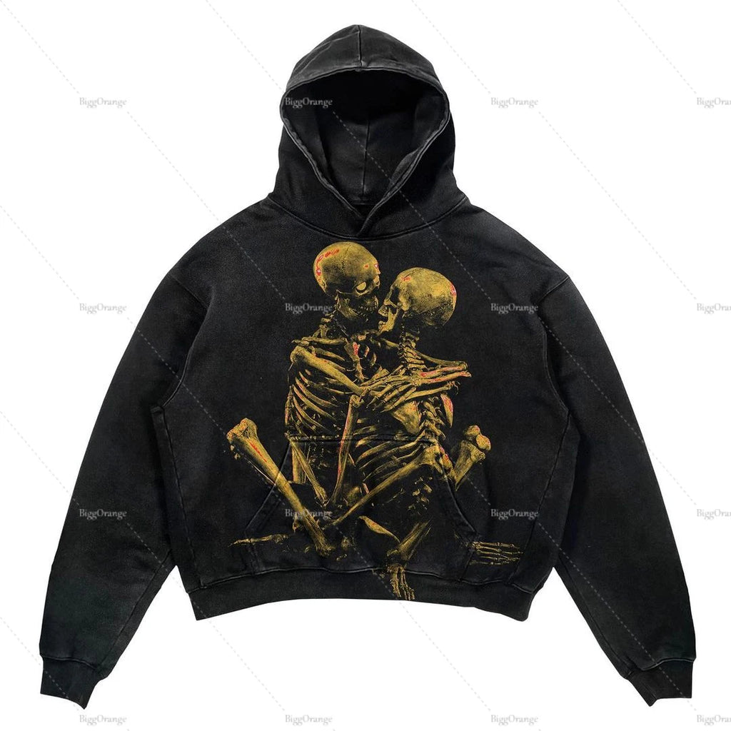 STORESDE Punk Wind Ninja Printed Long-sleeved Hoodies Couples Hip-hop Street Y2k Street Loose Fashion Oversized Hoodies Harajuku Goth Top