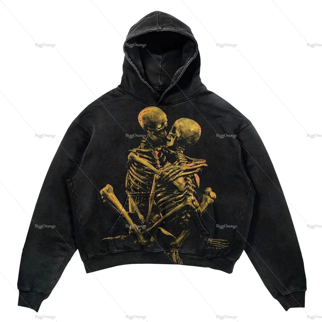 STORESDE Punk Wind Ninja Printed Long-sleeved Hoodies Couples Hip-hop Street Y2k Street Loose Fashion Oversized Hoodies Harajuku Goth Top