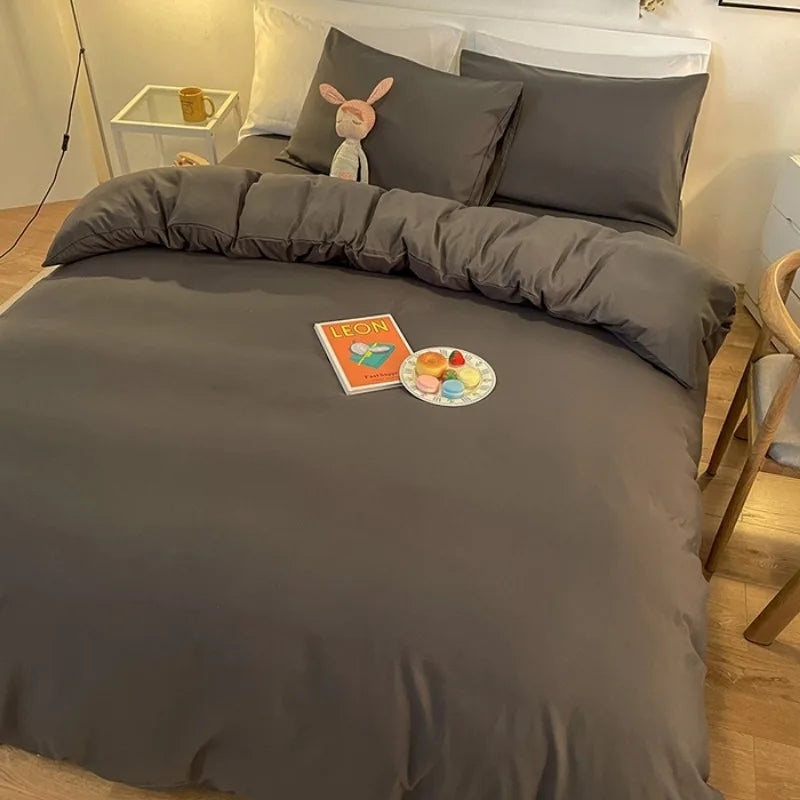 STORESDE 2025 New Solid Color Duvet Cover Double/Queen Size Anti-Mite Durable Comforter Cover Simple Durable (No Pillowcase)