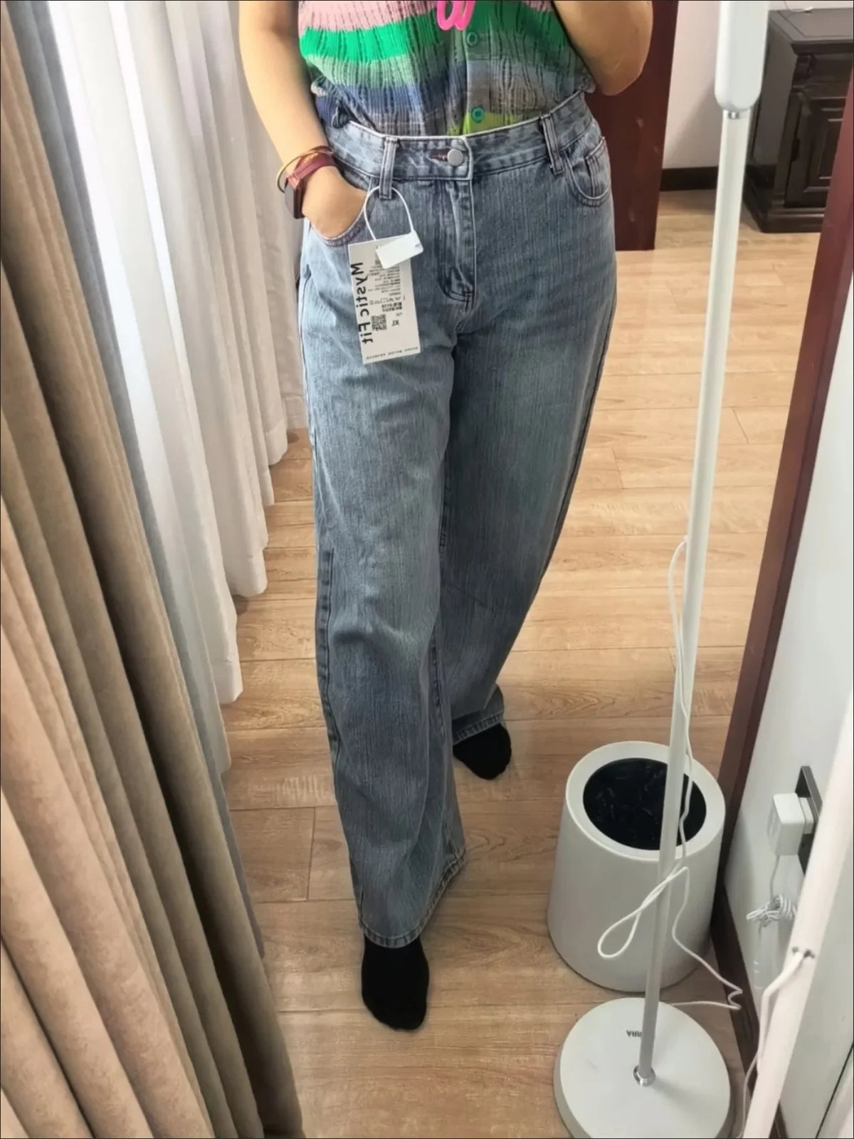 STORESDE Y2k Light Blue Baggy Jeans Women Red Stitch Embroidery High Waist Wide Leg Denim Pants Streetwear Casual Y2K Grunge Trousers New