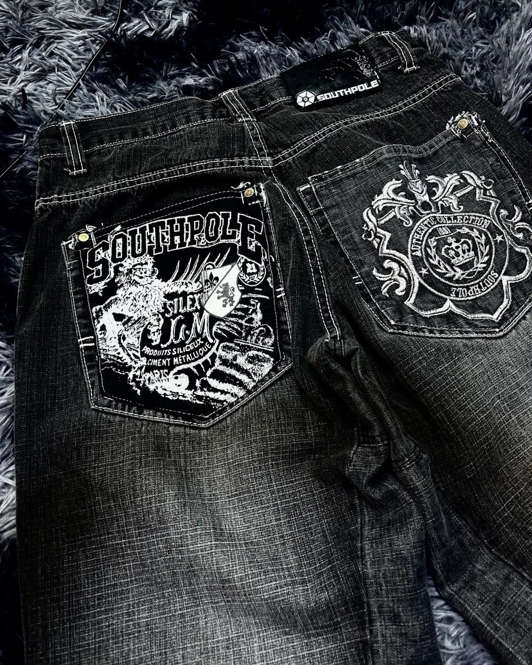 STORESDE Y2K American Southpole Hip-hop Oversized Jeans Mens Retro Skateboard Boy Wide-leg Pants Gothic Graffiti Couple Wide Pants
