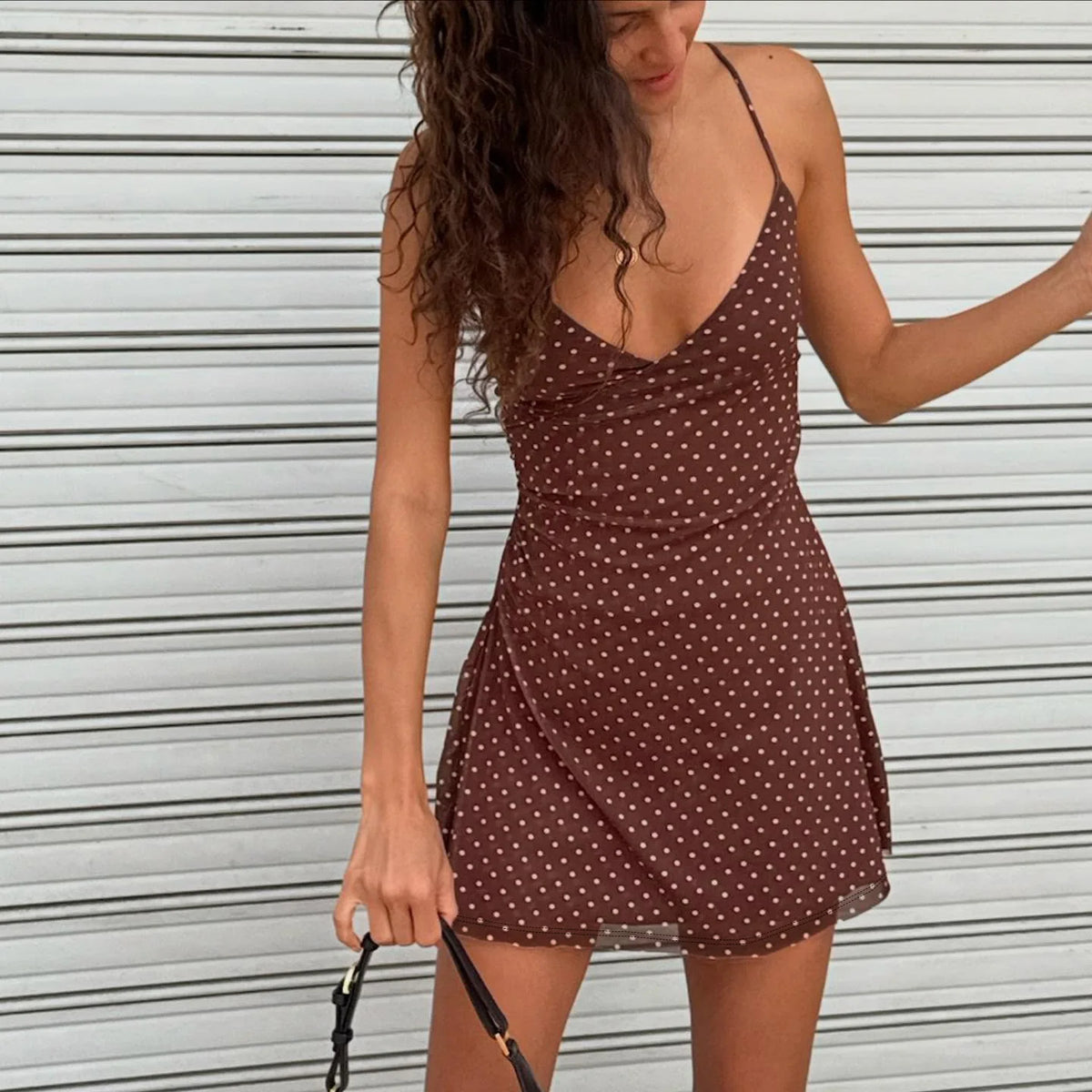 STORESDE Y2k Vintage Slim Summer Women Sweet Ladylike Fashion Street Woman Dot Print Casual Simple Basic Sleeveless Dresses Female Chic