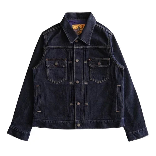 STORESDE SAUCE ZHAN  Men Jacket Selvedge Denim Jacket Men Vintage Purple and Blue Double Sided Dye Regular Fit 12.5 Oz