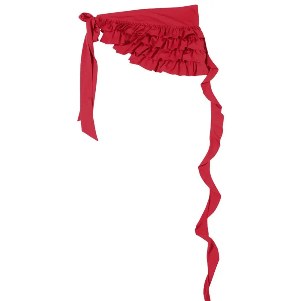 STORESDE Embroidered Flower Lace Mini Skirt Irregular See Through Ruched Skirts Lace-up Design High Waist Pleated Skirts