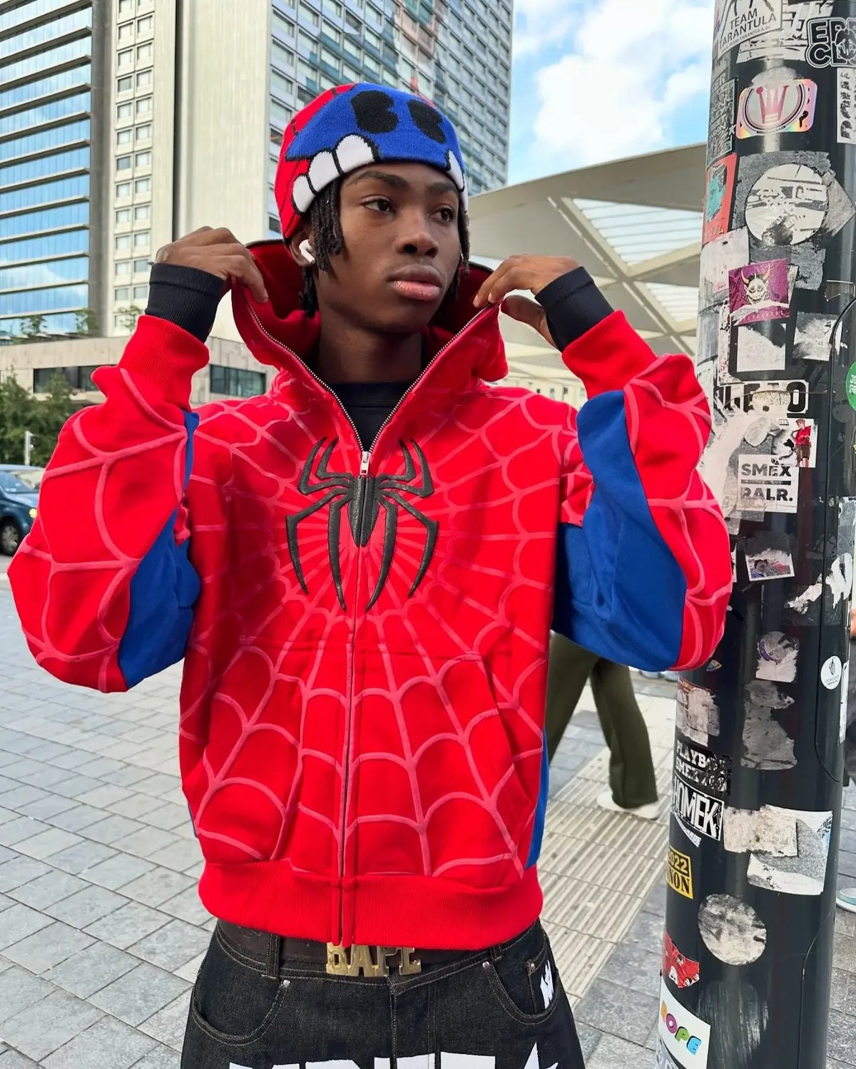 STORESDE Y2k Retro Gothic America Spider Foaming 3d Print Hoodies Fashion Oversized Loose Full Zipper Hoodie Men Jacket Street Sweatshirt