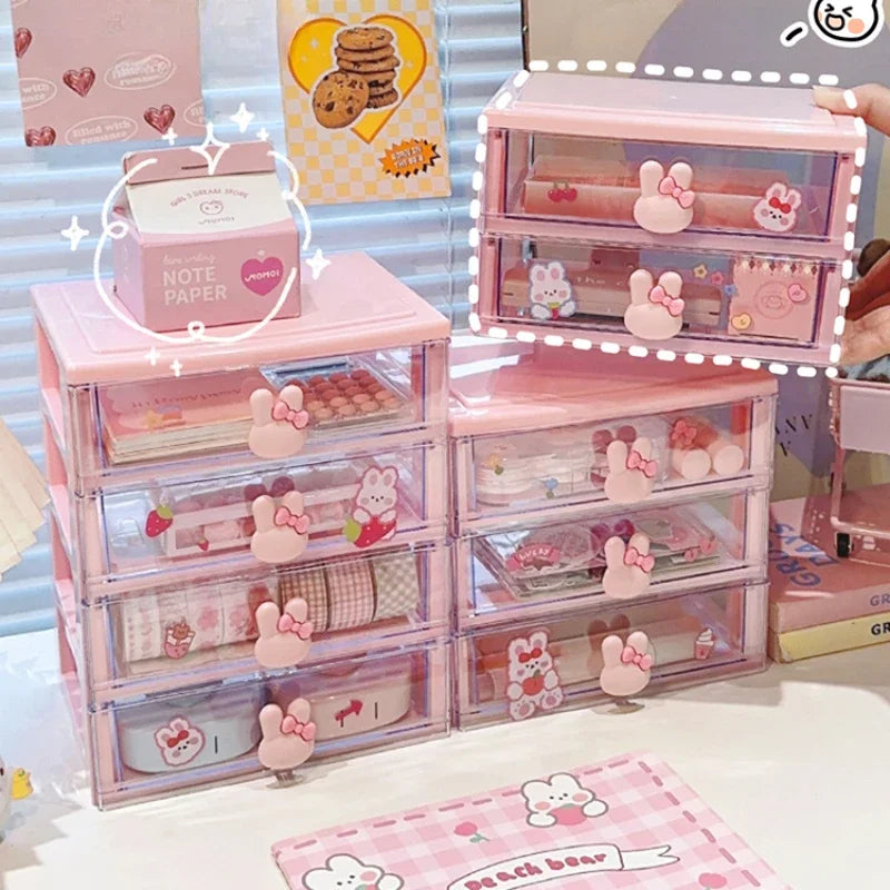 STORESDE Desktop Storage Box Organizer Student Drawer Box Pen Holder Cute Office Childrens Hair Accessories Stationery Rack Organizer Box