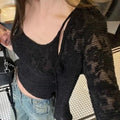 STORESDE Y2k Aesthetic Lace Jacquard Women's Cardigan + Black Tank Top Harajuku Vintage 2set Japanese Grunge Fashion Pull Femme Mujer